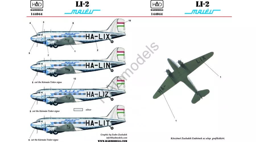 HAD - C-47/LI-2  MALÉV  (HA-TSA, HA-LIO) NEW print for Eastern Exp